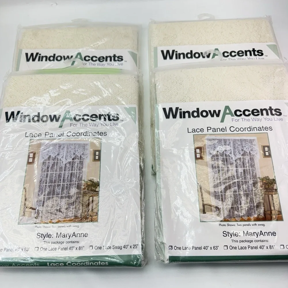 4 X Window Accents Ivory Lace Window Panel NOS 40 x 63